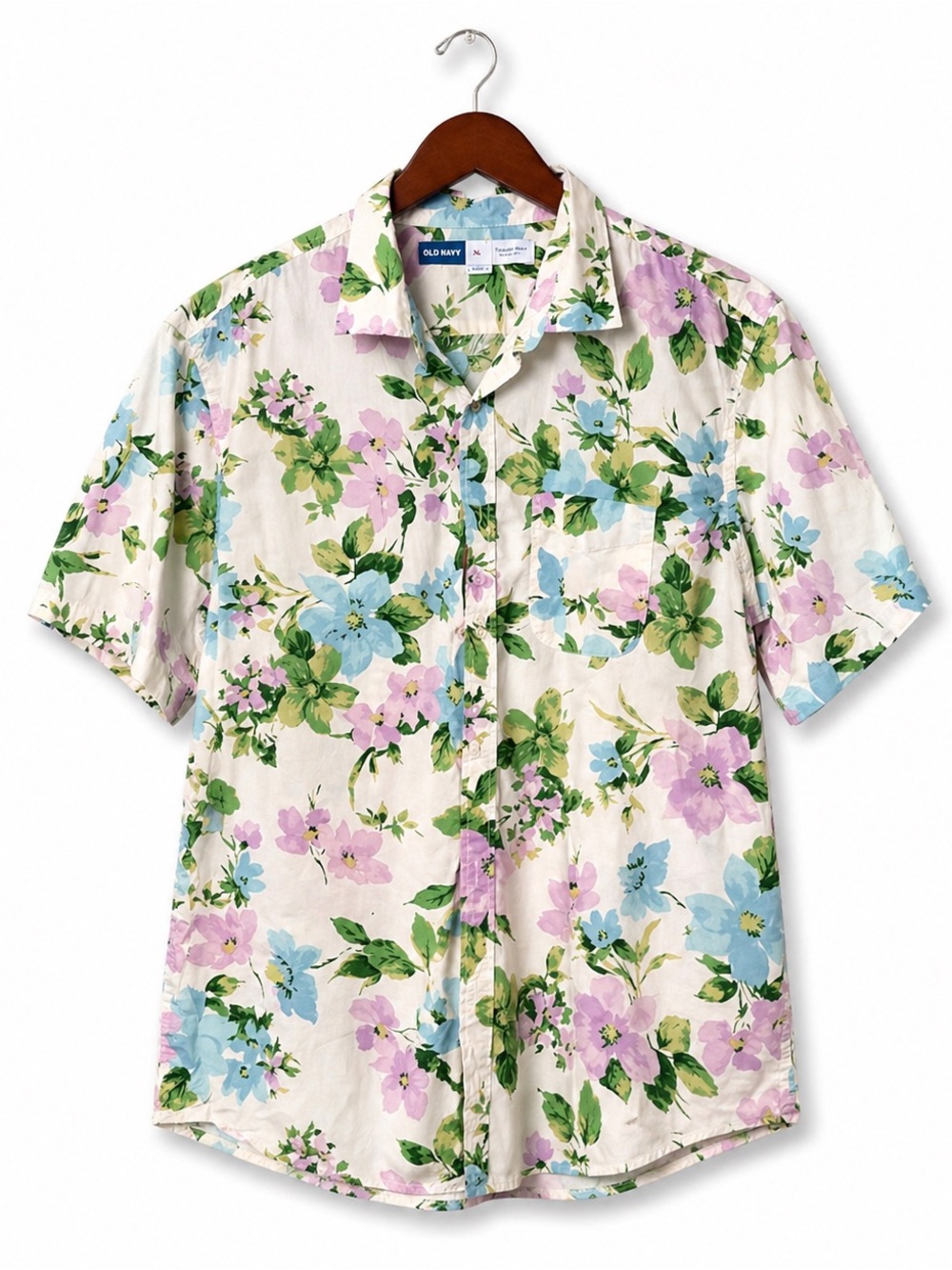 Men’s Floral Button Down Shirt XL Short Sleeve Summer Beach Vacation Lightweight